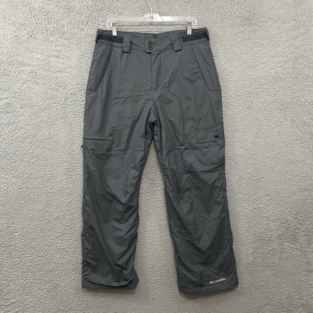 Columbia Pants Mens Medium Gray Snow Gun Outdoors Cargo Ski Adult Nylon
